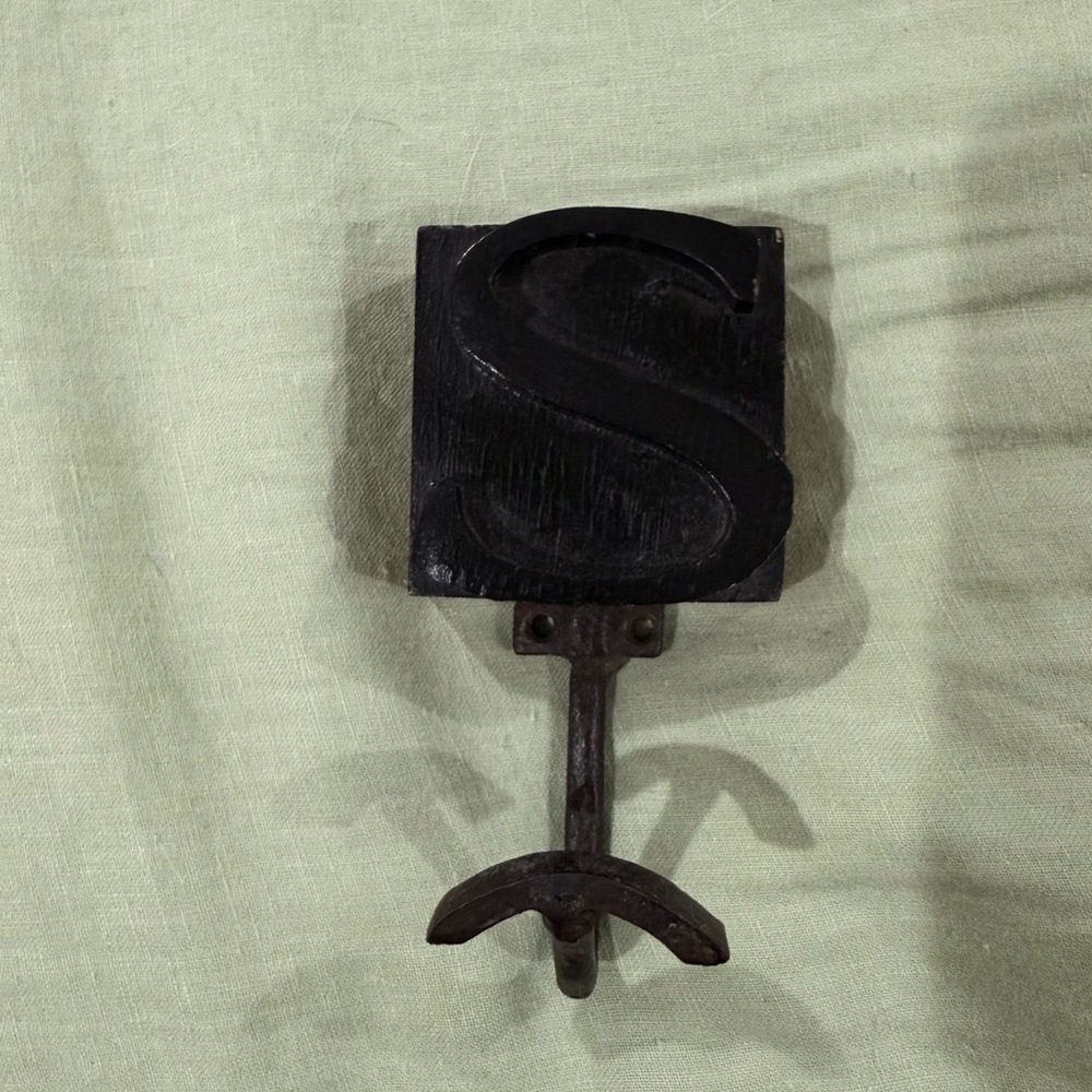 Black Wall Hook with Letter S